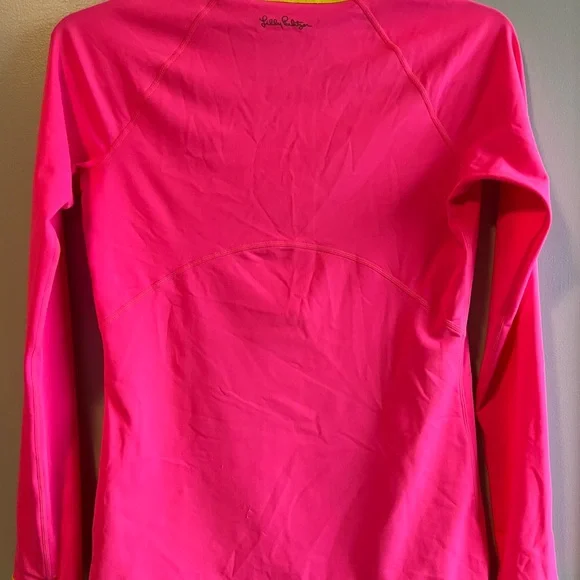 LILLY PULITZER Bright Pink Long Sleeve Athletic or Swim Top - Picture 2 of 6